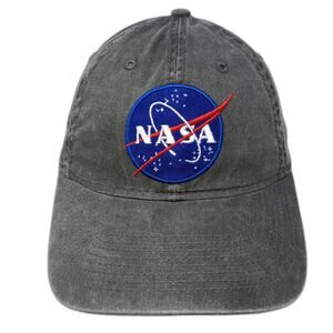 H3 Headwear Baseball Cap Gray One Size NASA Logo American Flag Patch Adjustable